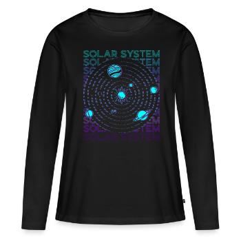 Système solaire rétro - T-shirt manches longues Premium bio Femme - noir - Devant - Julia (174cm)
