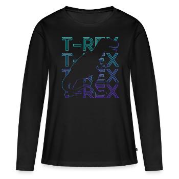 T-Rex Dinosaure T Rex Dino Rétro - T-shirt manches longues Premium bio Femme - noir - Devant - Julia (174cm)
