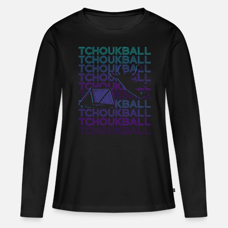Tchoukball Spieler Retro - Frauen Premium Bio Langarmshirt - Schwarz