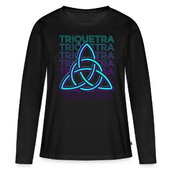 Triquetra Viking Trinity Nœud Nordique - T-shirt manches longues Premium bio Femme - noir - Devant - Julia (174cm)