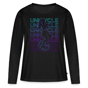 Einradfahrer Einradfahren Einrad Retro - Frauen Premium Bio Langarmshirt - Schwarz - Vorne - Julia (174cm)