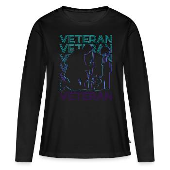 Vétéran Rétro - T-shirt manches longues Premium bio Femme - noir - Devant - Julia (174cm)
