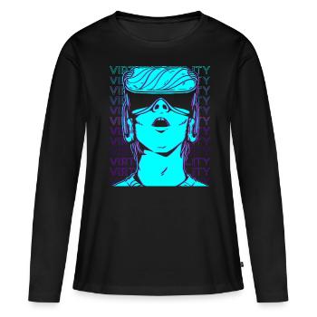 VR Virtual Reality Gamer Retro - Women's Premium Organic Long Sleeve Shirt - black - Front - Julia (174cm)