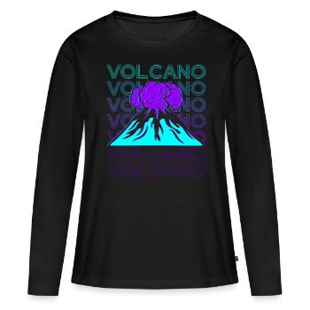 Volcan Rétro - T-shirt manches longues Premium bio Femme - noir - Devant - Julia (174cm)