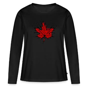 Maple Maple Leaf - T-shirt manches longues Premium bio Femme - noir - Devant - Julia (174cm)