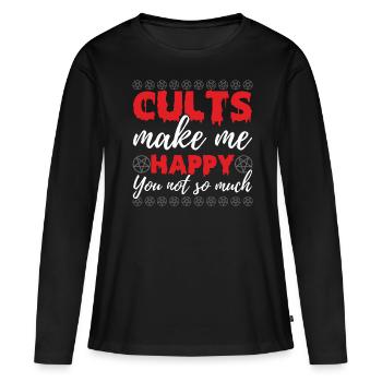 Drôle de culte occulte - T-shirt manches longues Premium bio Femme - noir - Devant - Julia (174cm)