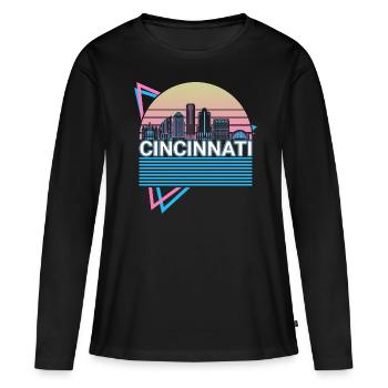 Cincinnati City Skyline Cityscape Rétro - T-shirt manches longues Premium bio Femme - noir - Devant - Julia (174cm)
