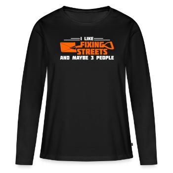 Constructeur de routes de garde routier Construction de routes - T-shirt manches longues Premium bio Femme - noir - Devant - Julia (174cm)
