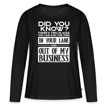 Restez en dehors de mes affaires, drôle - T-shirt manches longues Premium bio Femme - noir - Devant - Julia (174cm)