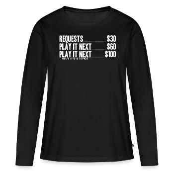 DJ, Clubbing, Demande de chanson - T-shirt manches longues Premium bio Femme - noir - Devant - Julia (174cm)
