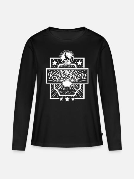 Kutscher Pferde Kutsche Fuhrmann - Frauen Premium Bio Langarmshirt - Schwarz