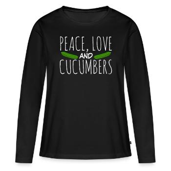 Concombre Concombres Concombres - T-shirt manches longues Premium bio Femme - noir - Devant - Julia (174cm)