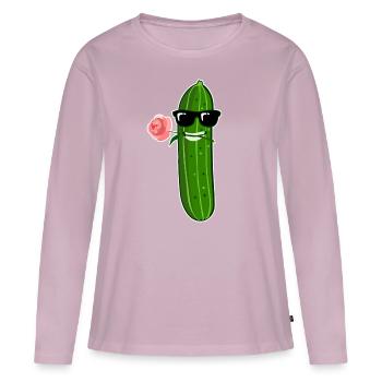 Concombre aux concombres grillés à la rose et au soleil - T-shirt manches longues Premium bio Femme - rose poudré - Devant - Julia (174cm)