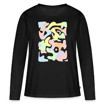 Danish Pastel Aesthetic Retro Pastel Pattern - Women's Premium Organic Long Sleeve Shirt - black - Front - Julia (174cm)