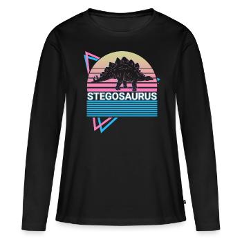 Stegosaurus Dinosaure Rétro - T-shirt manches longues Premium bio Femme - noir - Devant - Julia (174cm)