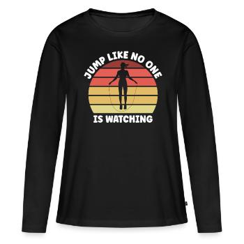 Hobby Sportart Seilhüpfen Hüpfen Design - Frauen Premium Bio Langarmshirt - Schwarz - Vorne - Julia (174cm)