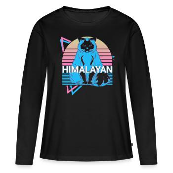 Chat de l’Himalaya Rétro - T-shirt manches longues Premium bio Femme - noir - Devant - Julia (174cm)