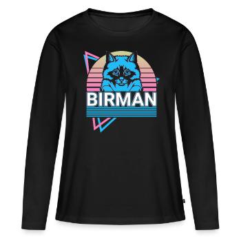 Chat birman Rétro - T-shirt manches longues Premium bio Femme - noir - Devant - Julia (174cm)
