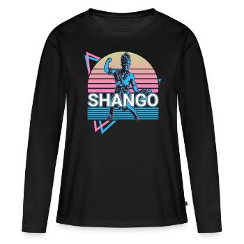Shango Chango Orisha Divinité africaine Yoruba - T-shirt manches longues Premium bio Femme - noir - Devant - Julia (174cm)