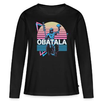 Obatala Orisha Divinité africaine Yoruba Religi - T-shirt manches longues Premium bio Femme - noir - Devant - Julia (174cm)