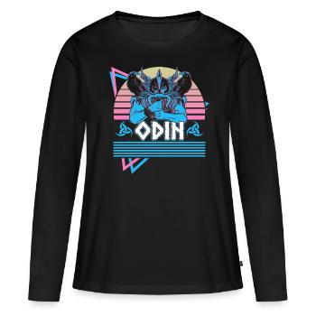 Odin Viking Dieu nordique Walhalla Asgard - T-shirt manches longues Premium bio Femme - noir - Devant - Julia (174cm)