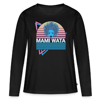 Mami Wata La Sirene Water Spirit Ancien - T-shirt manches longues Premium bio Femme - noir - Devant - Julia (174cm)