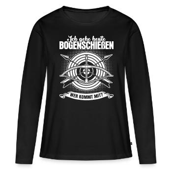 3D Bogensport Langbogen Compoundbogen - Frauen Premium Bio Langarmshirt - Schwarz - Vorne - Julia (174cm)