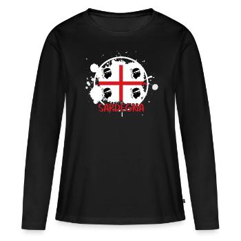 Sardegna Drapeau Sardaigne Sardaigne - T-shirt manches longues Premium bio Femme - noir - Devant - Julia (174cm)