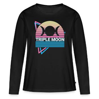 Triple Lune Triple Déesse Symbole Paganisme - T-shirt manches longues Premium bio Femme - noir - Devant - Julia (174cm)