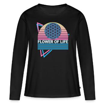Fleur de Vie Symbole Géométrie Sacrée Heidentu - T-shirt manches longues Premium bio Femme - noir - Devant - Julia (174cm)