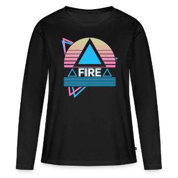 Symbole de l’élément de feu Pagan Wicca Wic - T-shirt manches longues Premium bio Femme - noir - Devant - Julia (174cm)