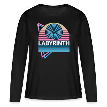 Labyrinthe Paganisme Wicca Wiccan Rétro - T-shirt manches longues Premium bio Femme - noir - Devant - Julia (174cm)