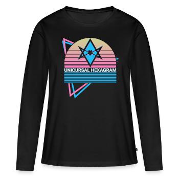 Hexagramme unicursal Étoile à six branches Thelema Sy - T-shirt manches longues Premium bio Femme - noir - Devant - Julia (174cm)
