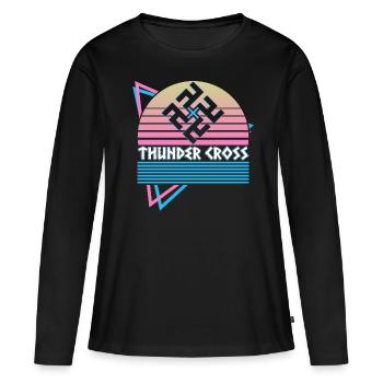Cross of Thunder Nordic Symbol Nordic Myth - Women's Premium Organic Long Sleeve Shirt - black - Front - Julia (174cm)