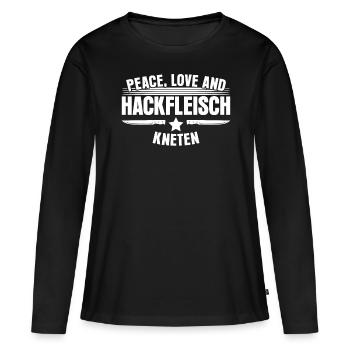 Metzger Hackfleisch kneten Fleischer - Frauen Premium Bio Langarmshirt - Schwarz - Vorne - Julia (174cm)