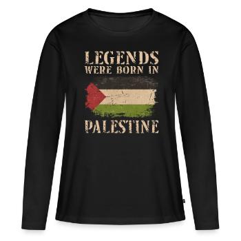 Vintage Design Palestine palestinienne - T-shirt manches longues Premium bio Femme - noir - Devant - Julia (174cm)