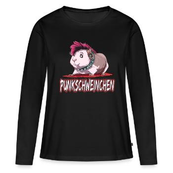Punkschweinchen Meerschweinchen Punk - Frauen Premium Bio Langarmshirt - Schwarz - Vorne - Julia (174cm)