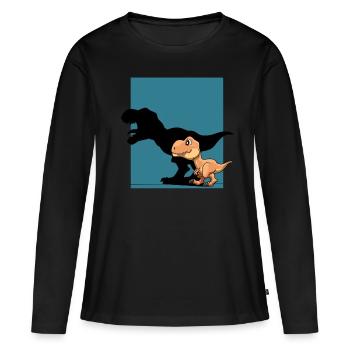 Dinosaurier T-Rex Schattenfigur Dino - Frauen Premium Bio Langarmshirt - Schwarz - Vorne - Julia (174cm)