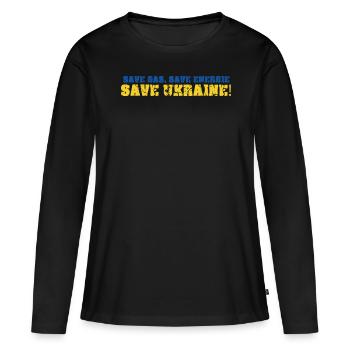 Soutenir le drapeau ukrainien de l’Ukraine - T-shirt manches longues Premium bio Femme - noir - Devant - Julia (174cm)
