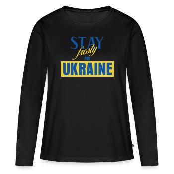 Restez glacial pour l’Ukraine - T-shirt manches longues Premium bio Femme - noir - Devant - Julia (174cm)