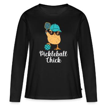 Pickleball-Chic, Pickleball-Spieler - Frauen Premium Bio Langarmshirt - Schwarz - Vorne - Julia (174cm)