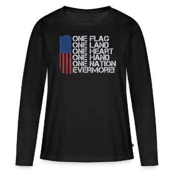 Citations patriotiques américaines, patriotes, patriotes - T-shirt manches longues Premium bio Femme - noir - Devant - Julia (174cm)