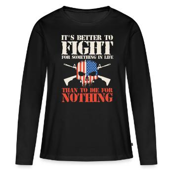 Citations patriotiques américaines, patriotes, patriotes - T-shirt manches longues Premium bio Femme - noir - Devant - Julia (174cm)