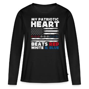 Citations patriotiques américaines, patriotes, patriotes - T-shirt manches longues Premium bio Femme - noir - Devant - Julia (174cm)