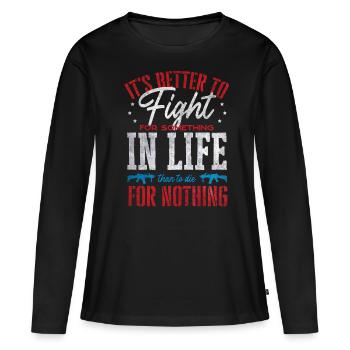 Citations patriotiques américaines, patriotes, patriotes - T-shirt manches longues Premium bio Femme - noir - Devant - Julia (174cm)