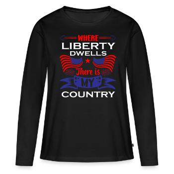 Citations patriotiques américaines, patriotes, patriotes - T-shirt manches longues Premium bio Femme - noir - Devant - Julia (174cm)