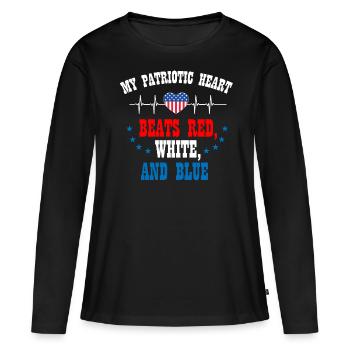 Citations patriotiques américaines, patriotes, patriotes - T-shirt manches longues Premium bio Femme - noir - Devant - Julia (174cm)