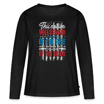 Citations patriotiques américaines, patriotes, patriotes - T-shirt manches longues Premium bio Femme - noir - Devant - Julia (174cm)