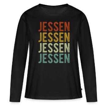 Jessen Stadt Retro Vintage - Frauen Premium Bio Langarmshirt - Schwarz - Vorne - Julia (174cm)