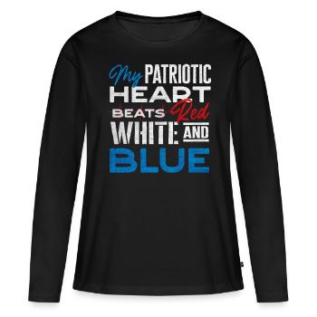 Citations patriotiques américaines, patriotes, patriotes - T-shirt manches longues Premium bio Femme - noir - Devant - Julia (174cm)